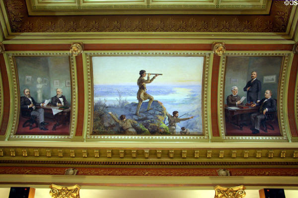 Historic murals in Old State Supreme Court at Montana State Capitol. Helena, MT.