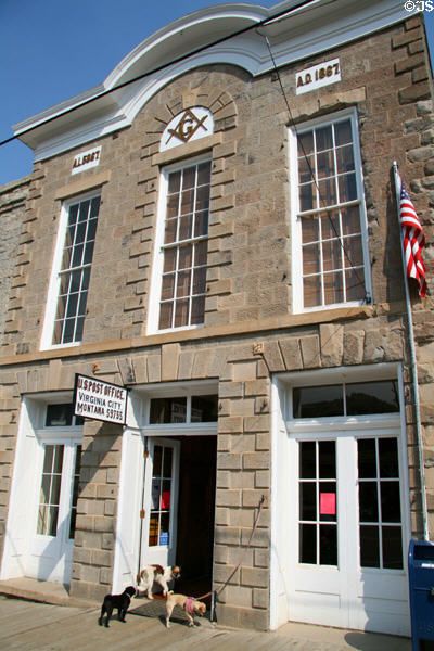 Masonic Temple (1865) in stone building built by Paris Pfouts (vigilante president) & Samuel Russel. Virginia City, MT.