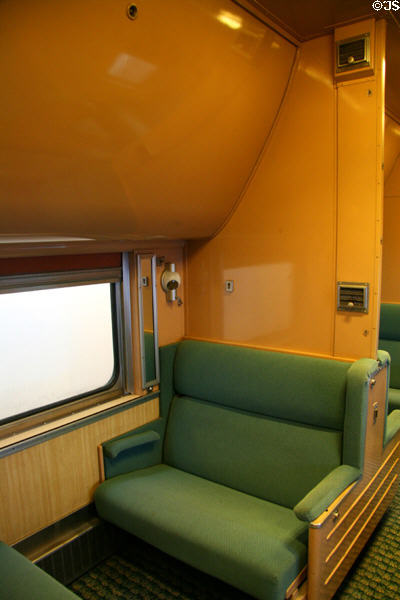 Union Pacific Pullman car seats & drop-down berth at Durham Western Heritage Museum. Omaha, NE.