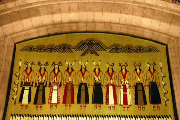 Native American spirit tapestry in Warner Chamber of Nebraska State Capitol. Lincoln, NE.