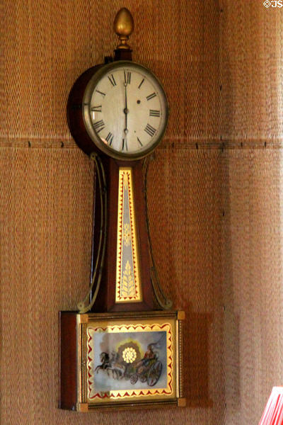 Banjo clock made in New England in Aspet North parlor at Saint-Gaudens NHS. Cornish, NH.