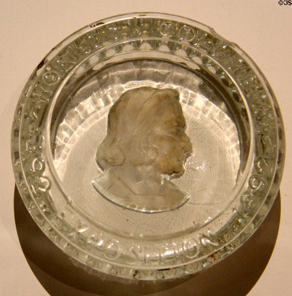 World's Columbian Exposition, Chicago, IL glass paperweight (1893) at Museum of American Glass. Milville, NJ.