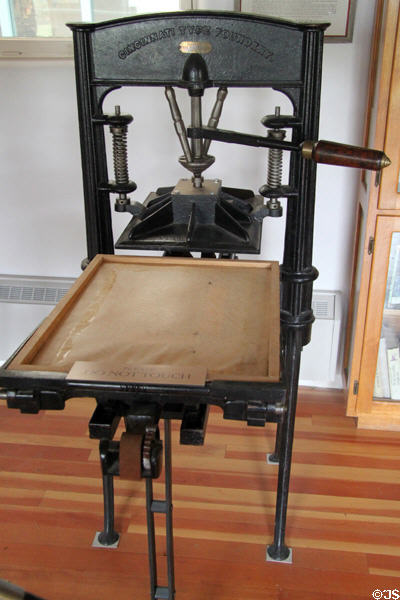 Cincinnati Type Foundery printing press at New Mexico History Museum. Santa Fe, NM.