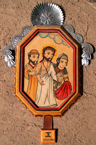 Station of the Cross X by Charlie Carillo in Golondrinas Chapel at Rancho de las Golondrinas. Santa Fe, NM.