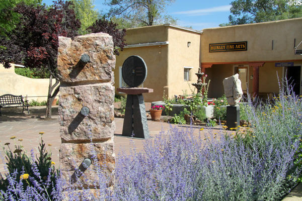 Plaza on Bent St. with garden. Taos, NM.