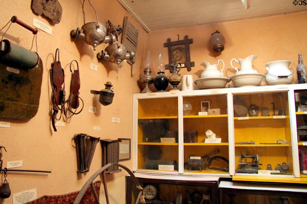 Antique objects displayed at Governor Bent Museum. Taos, NM.