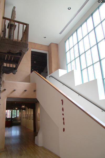 Staircase at Harwood Museum of Art. Taos, NM. Architect: John Gaw Meem.