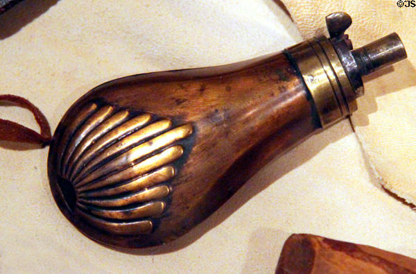 Powder flask by Ben Ham & Co. at Hacienda de los Martinez. Taos, NM.
