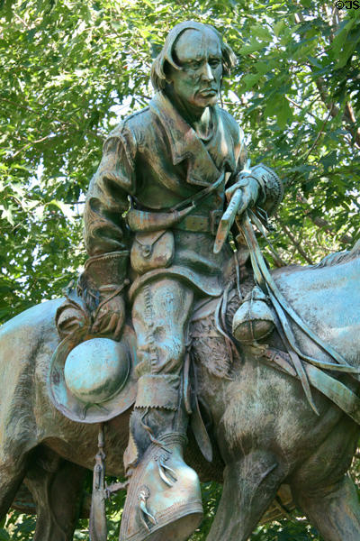 Detail of statue of Kit Carson at Nevada State Capitol. Carson City, NV.