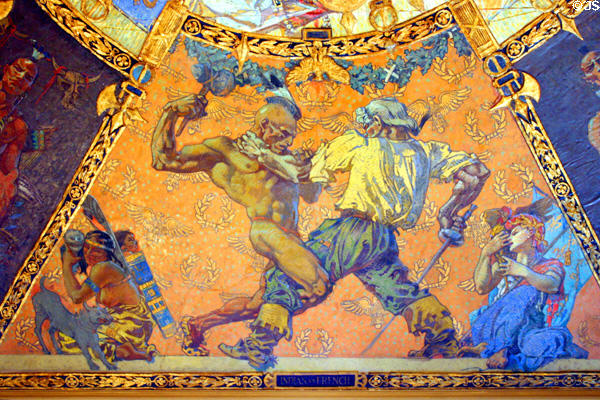 Indians vs. French mural on war room ceiling of New York State Capitol New York State Capitol. Albany, NY.