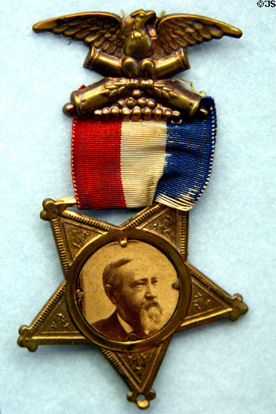 Benjamin Harrison pin (1888) at Buffalo History Museum (BECHS). Buffalo, NY.