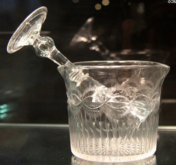 English glass wineglass (1720-30) & rinser (c1800) at Corning Museum of Glass. Corning, NY.