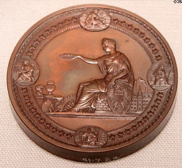 1876 Centennial Exhibition medal awarded to Bakewell, Pears & Co. at Corning Museum of Glass. Corning, NY.