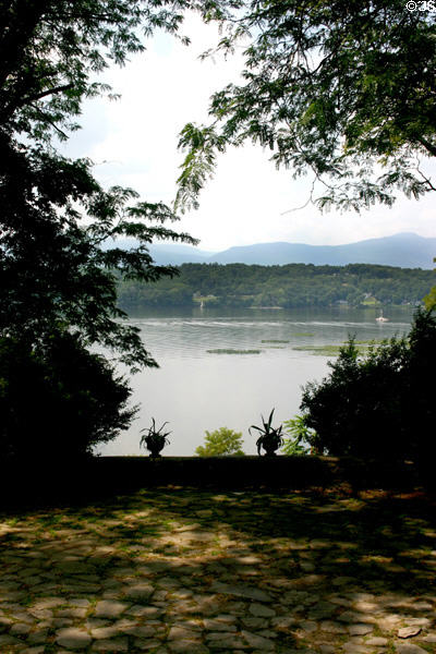 View of Catskill Mountains & Hudson River from Clermont. Germantown, NY.