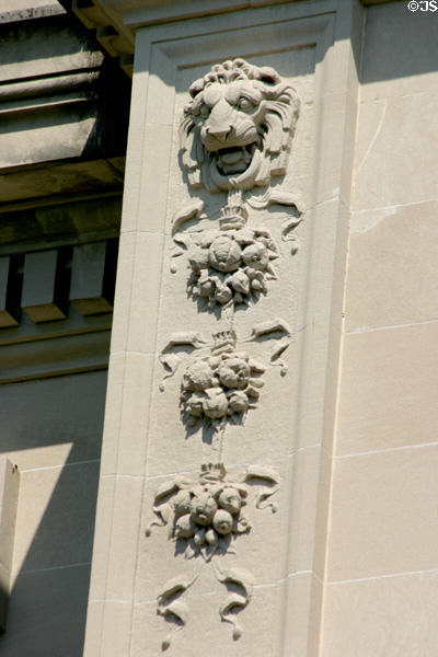 Lion with garlands on Vanderbilt Mansion. Hyde Park, NY.