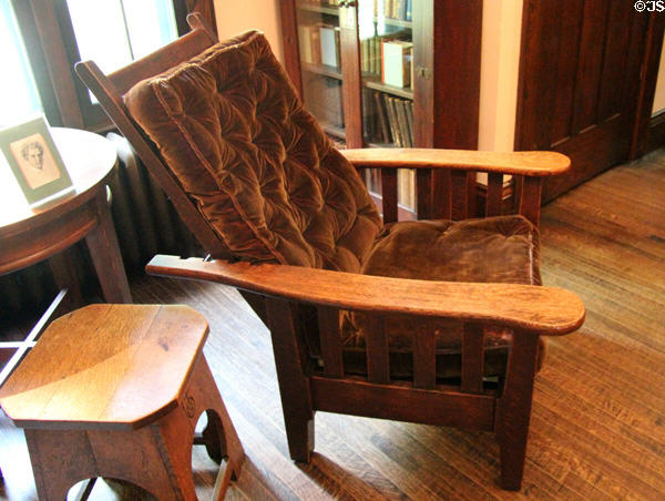 Roycroft version of reclining Morris chair at Elbert Hubbard Roycroft Museum. East Aurora, NY.