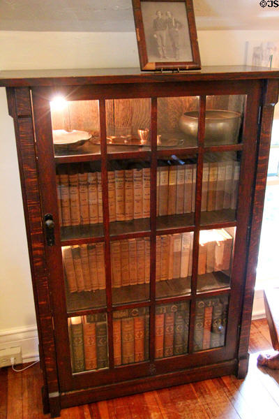 Roycroft Bookcase with books by Elbert Hubbard at Roycroft Museum. East Aurora, NY.