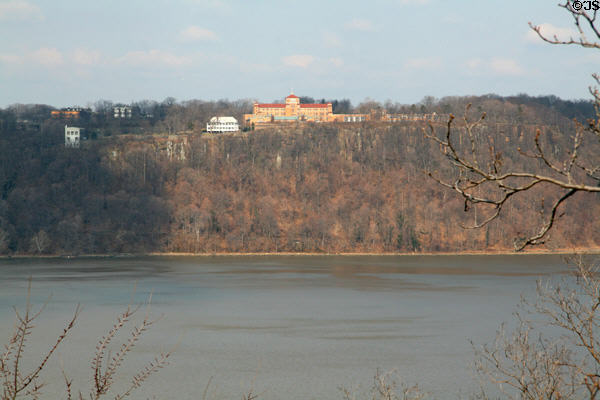 Protected cliffs of New Jersey on Hudson River above George Washington Bridge. New York, NY.