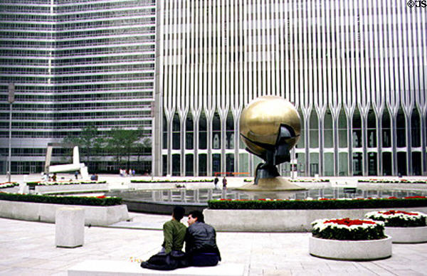 Courtyard of now destroyed World Trade Center complex. New York, NY.