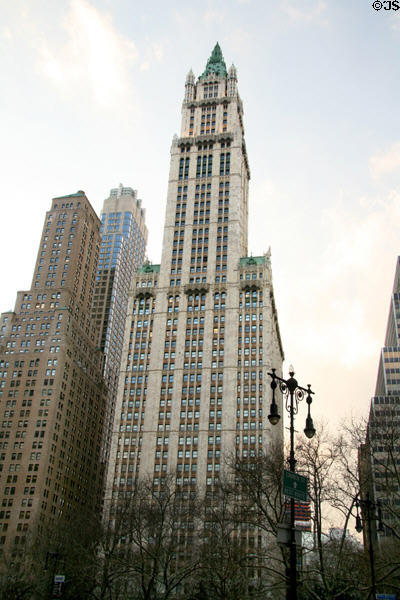 Woolworth Building from City Hall Park. New York, NY.
