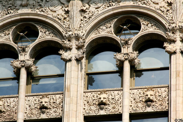 Row of lions on Baynard-Condict Building. New York, NY.