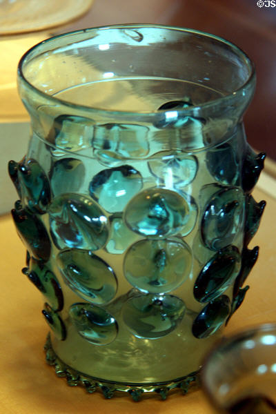 German blown-blue-glass beaker with prunts (late 15th or early 16thC) at The Cloisters. New York, NY.