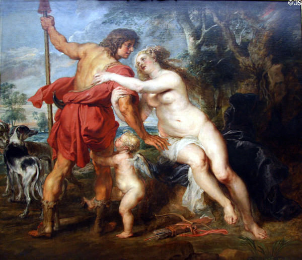 Venus & Adonis painting (c1630s) by Peter Paul Rubens at Metropolitan Museum of Art. New York, NY.