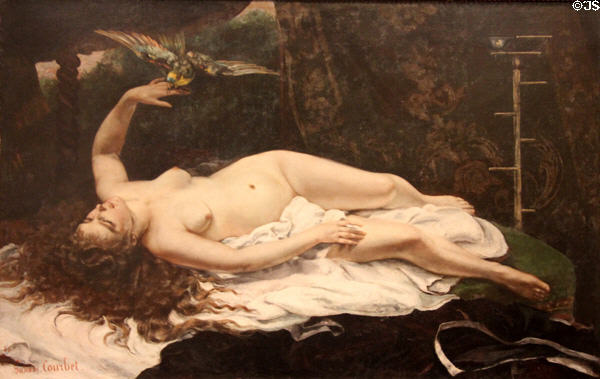 Women with a Parrot painting (1866) by Gustave Courbet at Metropolitan Museum of Art. New York, NY.
