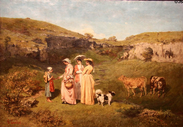 Young Ladies of the Village painting (1851-2) by Gustave Courbet at Metropolitan Museum of Art. New York, NY.