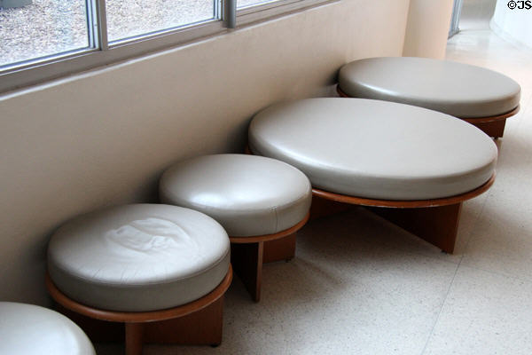 Wright's seating pouf's at Guggenheim Museum. New York City, NY.