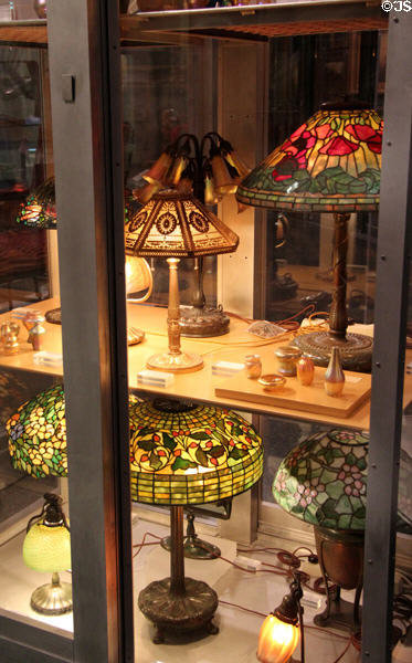 Tiffany-style lamp collection at Brooklyn Museum. Brooklyn, NY.