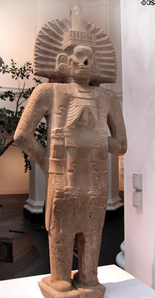 Huastec sandstone life-death figure (c900-1250) from Chilituju (?), San Luis Potosí, Mexico at Brooklyn Museum. Brooklyn, NY.