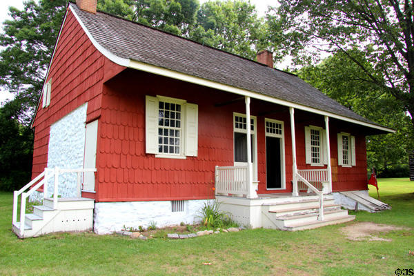 Schenck House (1730-60) at Old Bethpage Village. Old Bethpage, NY. Style: Dutch Colonial.