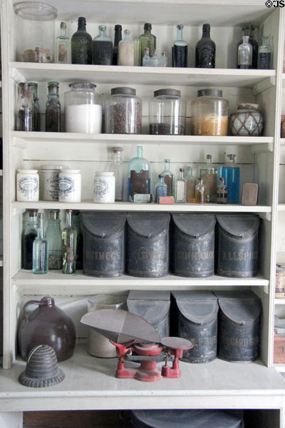 Potions & spices in Layton General Store at Old Bethpage Village. Old Bethpage, NY.