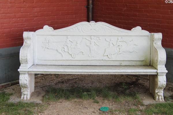 Stone bench at Sagamore Hill National Historic Site. Cove Neck, NY.