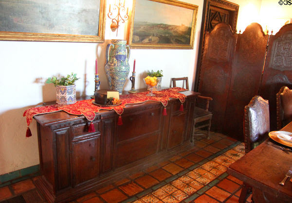 Sideboard in dining room at Vanderbilt Mansion. Centerport, NY.