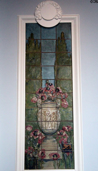 Architectural faience tile Four Seasons: summer (1907) by John Hamilton Delaney Wareham of Rookwood Pottery Co. of Cincinnati at Cincinnati Art Museum. Cincinnati, OH.