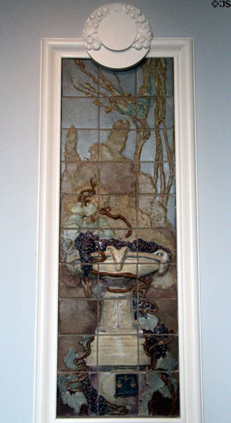 Architectural faience tile Four Seasons: fall (1907) by John Hamilton Delaney Wareham of Rookwood Pottery Co. of Cincinnati at Cincinnati Art Museum. Cincinnati, OH.