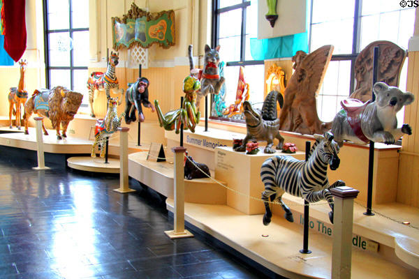 Collection of Carousel animals at Merry-Go-Round Museum. Sandusky, OH.