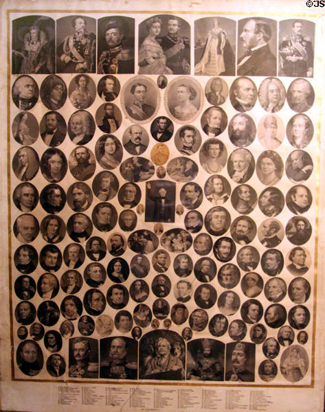 Chart of famous historic people in John Wright Mansion at Historic Lyme Village Museum. Bellevue, OH.