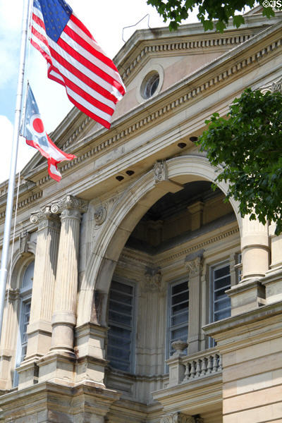 Beaux Arts arch on front of Seneca County Courthouse. Tiffin, OH.