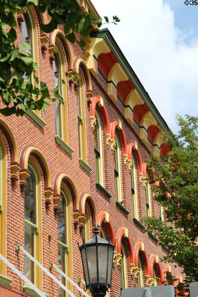 Arched window surrounds of commercial heritage building (116 S. Washington St.). Tiffin, OH.