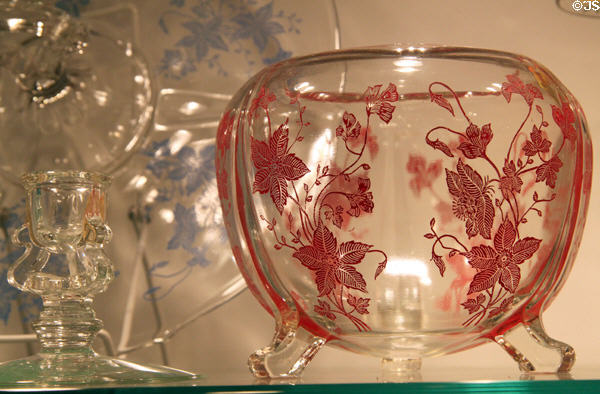 Etched bowl at Tiffin Glass Museum. Tiffin, OH.