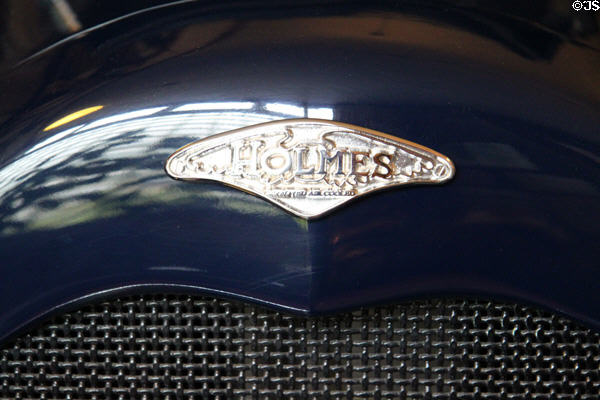 Nameplate of Holmes auto manufacturer formerly located in Canton, OH at Canton Classic Car Museum. Canton, OH.