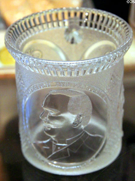 McKinley commemorative glass vase at Canton Classic Car Museum. Canton, OH.