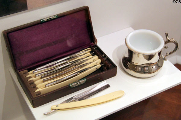 Shaving accessories used by President McKinley at William McKinley Presidential Museum & Library. Canton, OH.