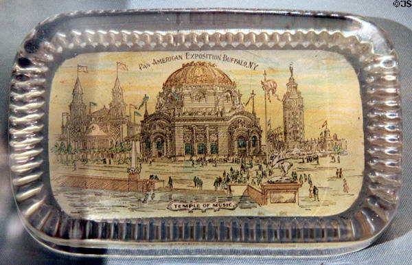 Souvenir tray depicting the Temple of Music from the 1901 Pan American Exposition in Buffalo at William McKinley Presidential Museum & Library. Canton, OH.