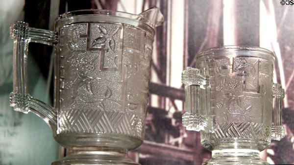 Canton Glass pressed glass sugar & creamer at McKinley Presidential Library & Museum. Canton, OH.
