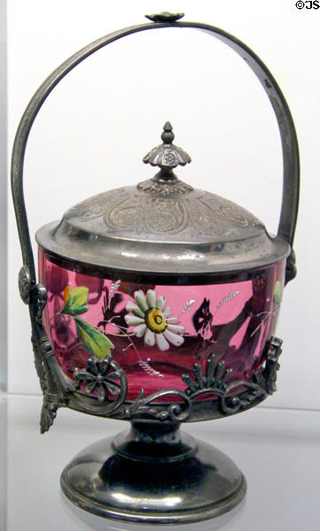 Glass & metal condiment server at Degenhart Paperweight & Glass Museum. Cambridge, OH.