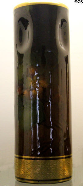 Louwelsa vase with daffodil & gold trim (1895-1918) by S.A. Weller Pottery Co. at Mathews House Museum. Zanesville, OH.